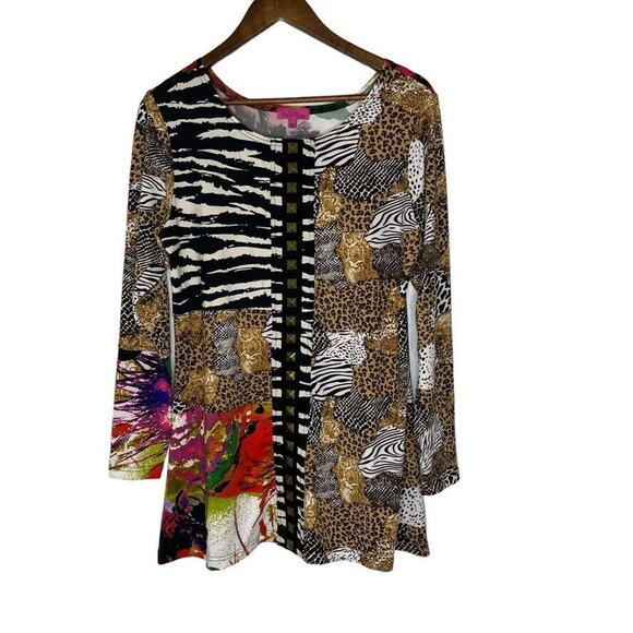 Max & Rina Artsy Animal Print Vintage Casual Long Sleeve Size L Women's - Picture 1 of 8